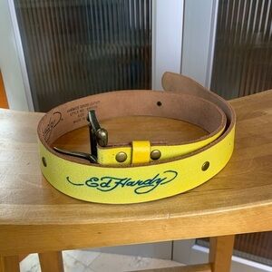 Ed Hardy Vibrant Yellow Belt with Blue Logo